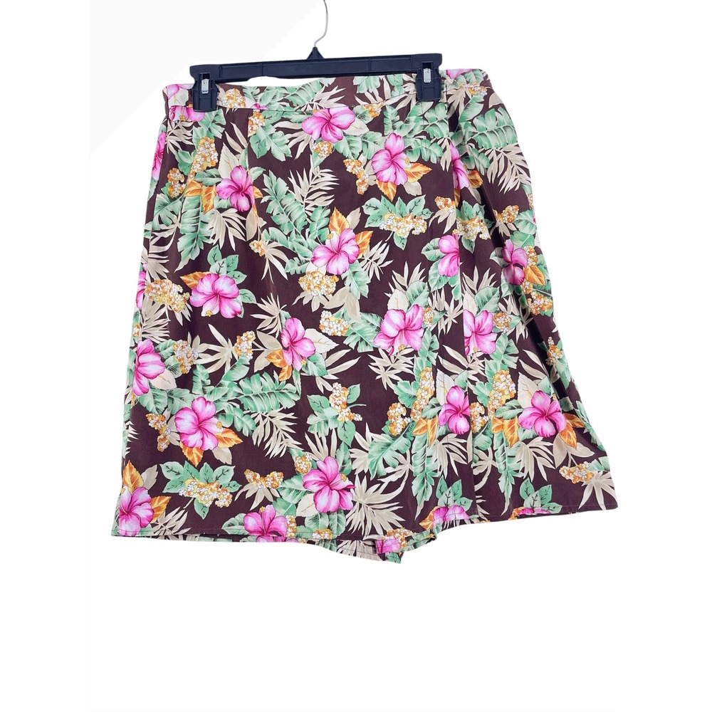 Leslie Fay Floral Skort Shorts Tropical Print‎ Petite Size 16P Women A Line
